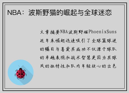 NBA：波斯野猫的崛起与全球迷恋